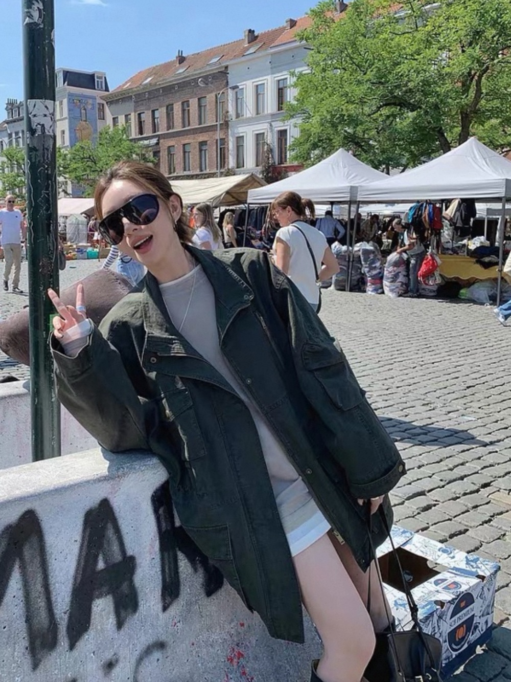 Boutique Oversized Olive Green Utility Women’s Jacket